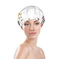 thumbnail image 3 of Balery Herbs And Wildflowers Shower Caps, Double Layer Waterproof Shower Cap, Double Layers Reusable Shower Cap With Soft Comfortable For Long Thick Hair Soft Bath Shower Hair Caps, 3 of 9