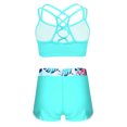 thumbnail image 2 of vastwit Kids Girls Swimsuit Racerback Swimwear Tankini Set Crop Tank Top with Bottoms Set Lake Green 12, 2 of 5