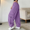 thumbnail image 6 of Lmueinov Women's 90s Retro Parachute Cargo Pants Elastic Waist D string Multi Pockets Baggy Wide Leg Streetwear Casual Hiking Jogger Pants, S-XXL, 6 of 7