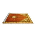 thumbnail image 2 of Ahgly Company Machine Washable Indoor Round Medallion Yellow Traditional Area Rugs, 4' Round, 2 of 4