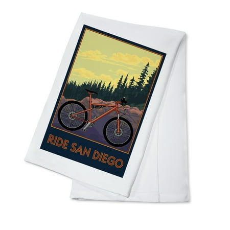 Ride San Diego - Mountain Bike Scene - Lantern Press Artwork (100% Cotton Kitchen (Best Bike Rides In San Diego)