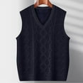 thumbnail image 5 of Sleeveless Vests for Men Knitted V Neck Fleece Lined Tank Tops Mens Casual Solid Color Stretchy Slim Pullover Basic Warm Outerwear Vest, 5 of 5