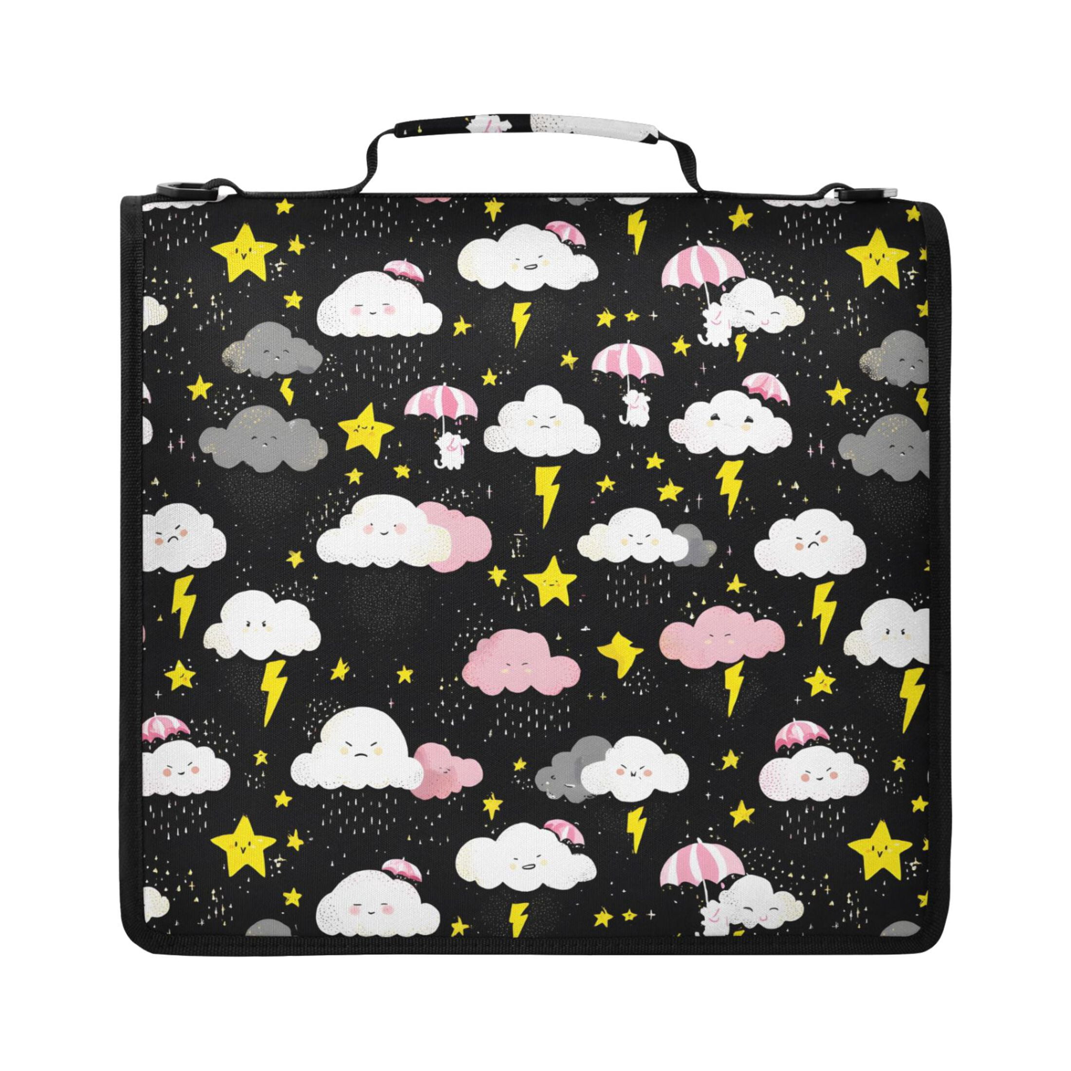 ALAZA Zipper Binder Cute Stars Cloud Pattern 2 inch 3 Ring 500 Sheet Capacity Trapper Keeper File Folder Organizer Bag