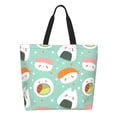 thumbnail image 2 of Bingfone Canvas Tote Bag for Women with Inner Pocket Aesthetic Cute Shopping Tote Bags Reusable Grocery Bags-Kawaii Sushi, 2 of 9