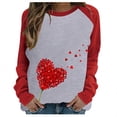 thumbnail image 1 of KIHOUT Chandail en Molleton de Mode pour Femmes Imprimé Saint-Valentin Décontracté Manches Longues Patchwork Col Rond Pull, 1 of 6
