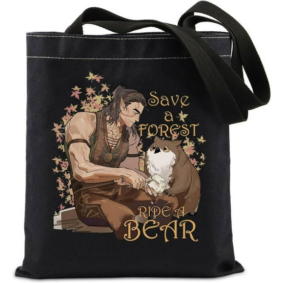 Lywjyb Sac Fourre-Tout Birdgot Sauve une Forêt Chevauche un Ours Sac de Courses Jeu d'Horreur Cadeau pour le Joueur