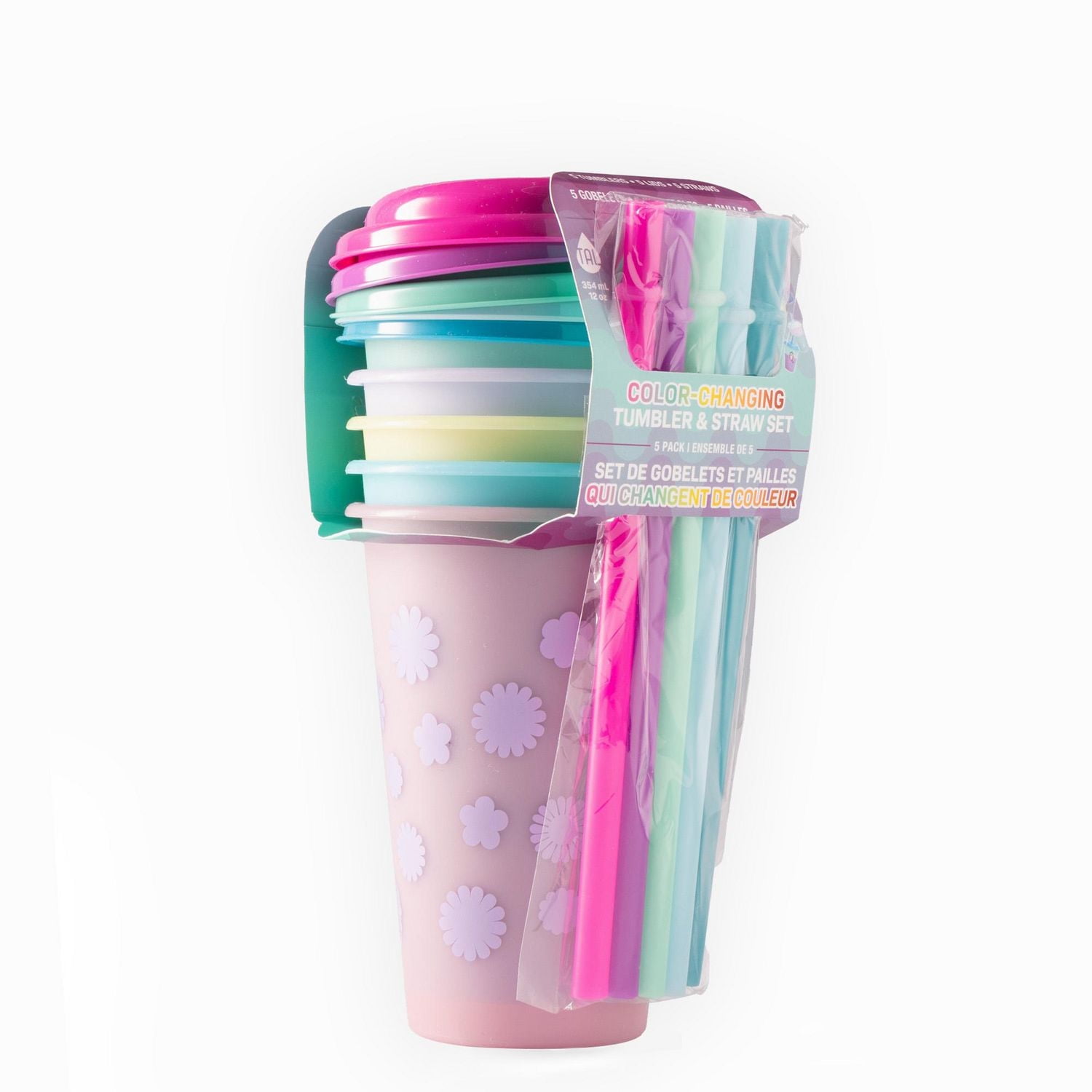 TAL Paquet de 5 tasses à changement de couleur 12oz bouteille d'eau