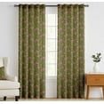 thumbnail image 2 of Vargottam 84 Inch Rod Pocket/Back Tab Cotton Curtains for Windows and Doors- Light Filtering Cotton- Light Filtering Drapes For Doors- Set of 2 Panels, 52"x84"- Botanical Flowers Print (Green), 2 of 8