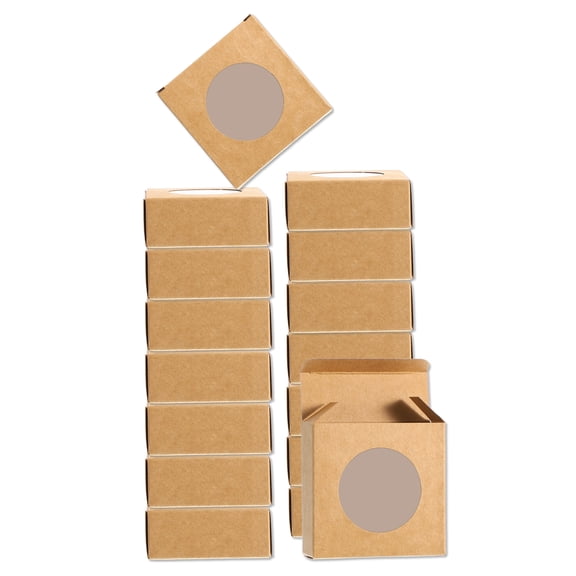16Pcs Soap Packaging Boxes 3 x 3 x 1.2 Inch Kraft Soap Box for Bakery Candy Packaging Jewelry Display (Brown)