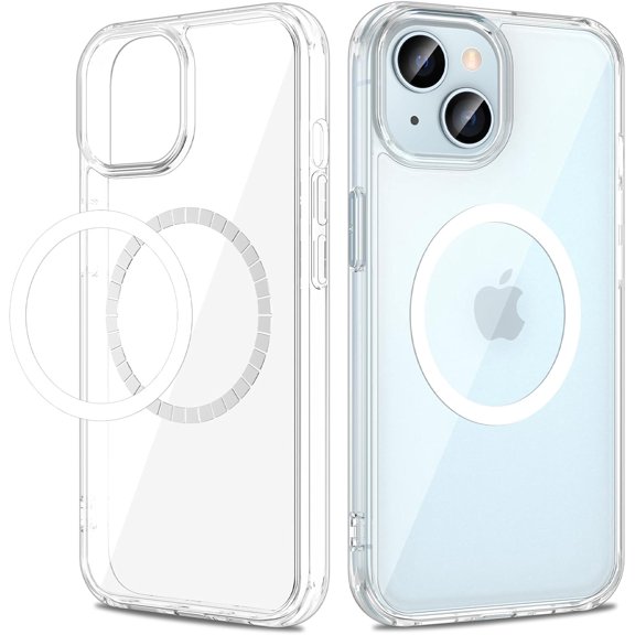 for iPhone 15 Case, Compatible with MagSafe, with Built-in Magnets, Crystal Clear Hard PC Back Soft TPU Frame Slim Resist Scratches Shockproof Bumper Cover for iPhone 15 6.1 inch - Clear
