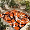 thumbnail image 2 of Outdoor Rug 3x5 ft Orange Black Circle Lines Outdoor Large Area Rug Non Slip Rubber Stripe Modern Abstract Art Front Door Mat RV Rug Carpet Patio Outdoor Rugs for Backyard Balcony Deck Porch Indoor, 2 of 9