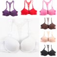 thumbnail image 2 of Wuffmeow Womens Sexy Front Closure Lace Racer Back Push Up Seamless Bra Racerback Bra, 2 of 6
