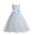 thumbnail image 2 of Ekidsbridal Girl Communion Flower Girl Dress - Floral Lace White Heart Cutout with Tiebow 172T-A (Size: 2-14), 2 of 3