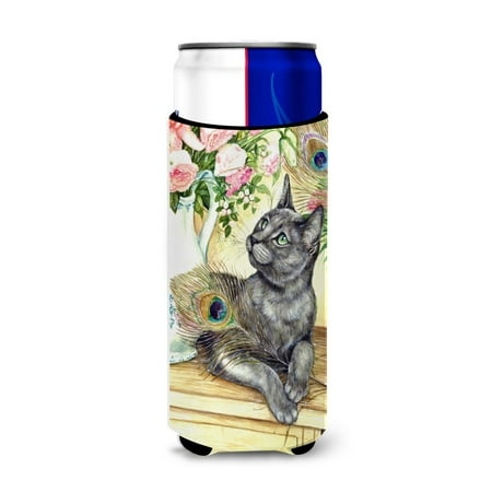 

Carolines Treasures CDCO0035MUK Cat and Peacock Feathers Ultra Beverage Insulators for slim cans Slim Can multicolor