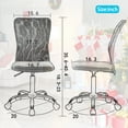 thumbnail image 2 of Armless Office Chair Mesh Desk Chair Adjustable Mesh Computer Chair No Arms Task Rolling Chair with Quiet 360° Swivel Wheels for Adults, Pink, 2 of 7