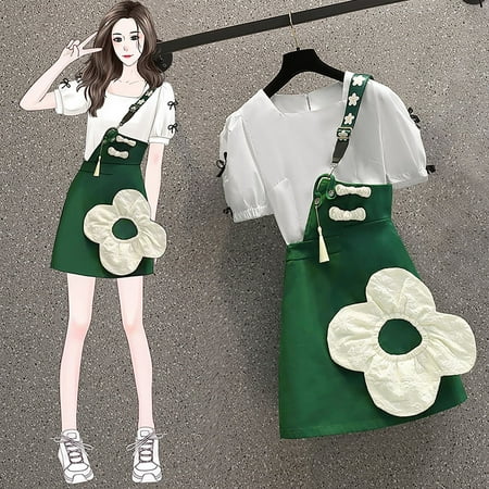 

Ykohkofe Women s Anime Style Retro Slim And Flesh Covering Strap Dress Fashion Two Piece Suit