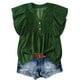 thumbnail image 1 of Tops de Color Sólido para las Mujeres Blusas de Cuello en V Manga Corta Plisada, Botón de Moda Casual, 1 of 5