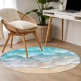 thumbnail image 5 of Summer Coastal Round Living Room Rugs 4 ft, Teal Beach Washable Area Rug with Non-Slip Sturdy Edge Binding Round Carpet for Entryway Kitchen Bedroom Bathroom, 5 of 9