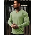 thumbnail image 7 of Ambiloof Men's Slim Fit Muscular V-Neck Casual T-Shirt, Long Sleeve, Stylish Business Top Basic T-Shirt Green/XL, 7 of 7