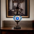 thumbnail image 3 of Silver Fever Handcrafted Mosaic Turkish Lamp Moroccan Glass Table Desk Bedside Light Bronze Base with E12 Bulb Star of David Aladin, 3 of 8