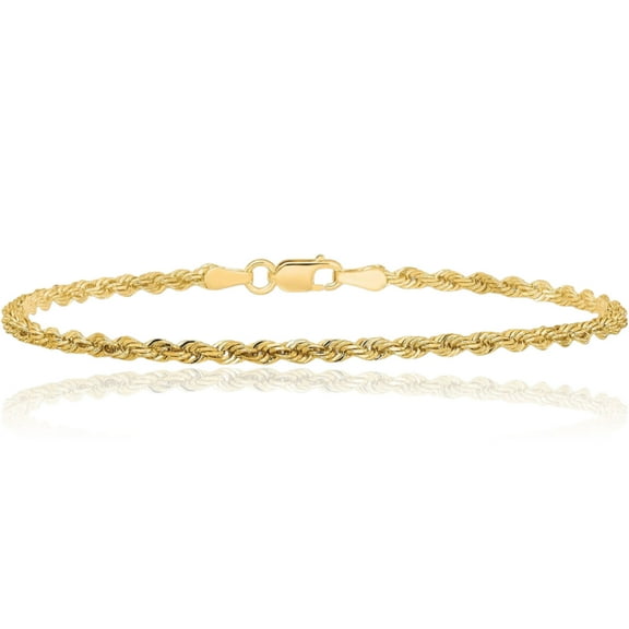 10K Solid Yellow Gold 2.25mm Quadruple Rope Chain Bracelet