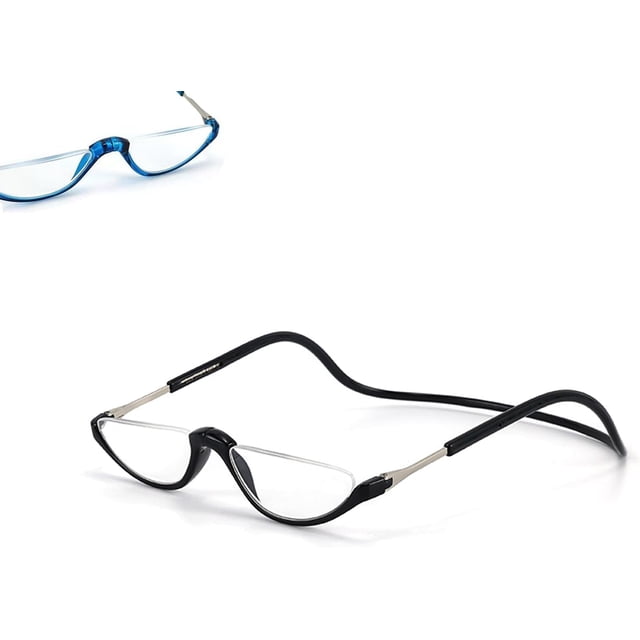 Magnetic Reading Glasses, Adjustable Temple Computer Readers, Reading Glasses with Neck Strap for Men & Women