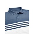 thumbnail image 5 of WTOBBY Men's Casual Long-Sleeve Polo Shirt, Colorblock Stripe Print Collared T-Shirt, Comfortable Fit for Business Casual and Stylish Daily Wear,Blue 3XL, 5 of 6