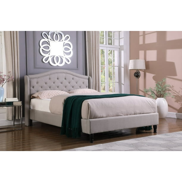 Tufted headboards are renowned for adding elegance to a room, embodying a cozy aesthetic, providing a focal point, and infusing a bedroom with designer style. homelife 53 light grey curved diamond tufted headboard platform bed