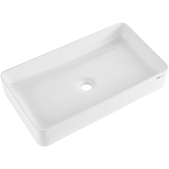 VEVOR Rectangle Vessel Sink, 24" x 13.8" Bathroom Vessel Sink Countertop, White Ceramic Bathroom Sinks Above Counter, Modern Style, Bright and Elegant, Well-Packaged for Bathroom, Hotel, Toilet, RV