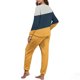thumbnail image 5 of Conjunto de pijama informal de invierno para mujer, de doble cara, con cuello redondo estampado, manga larga, top anudado a mano, pantalones con cordón ajustable, ropa de casa, blusa de poliéster., 5 of 7