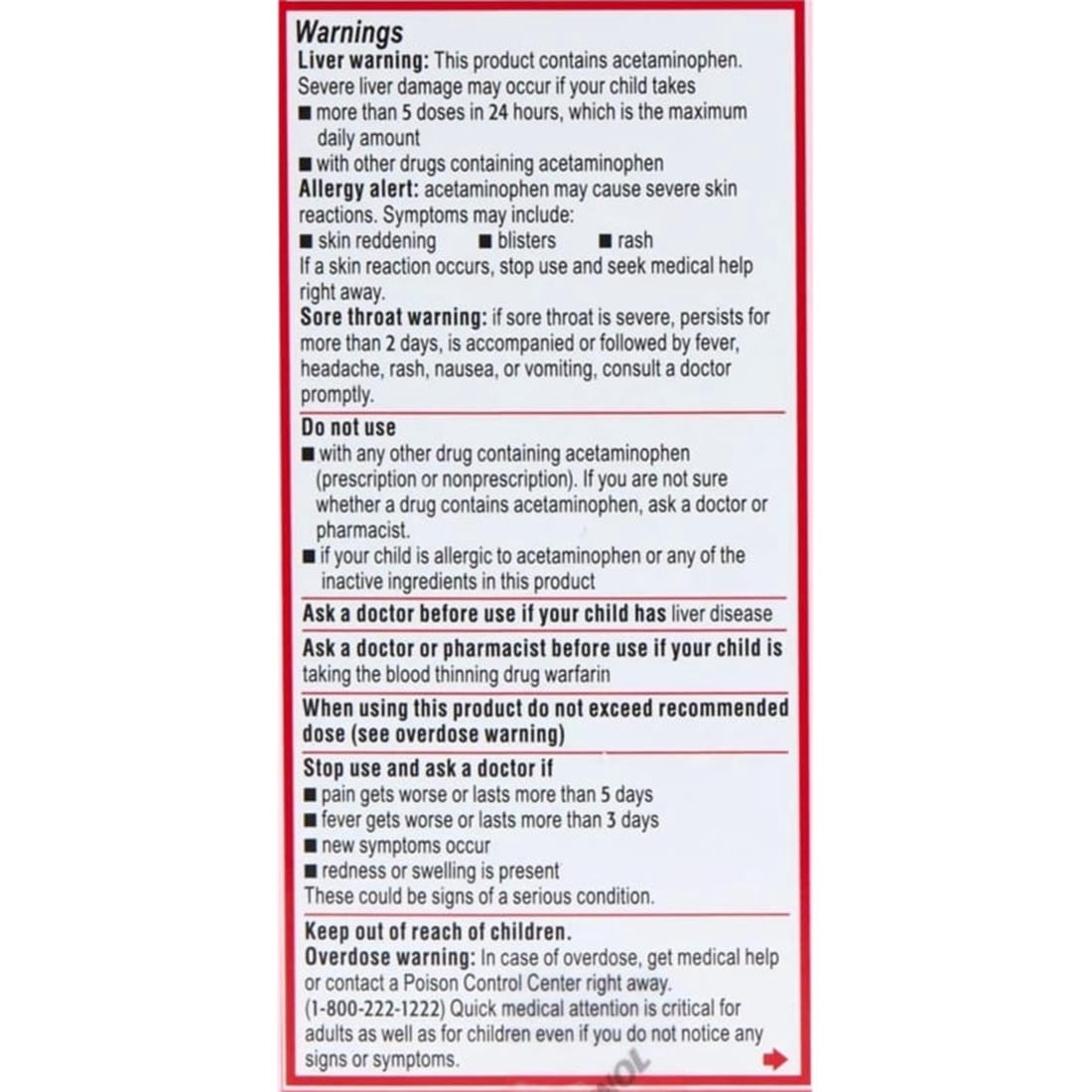 Children's Tylenol Pain+Fever Medicine, Dye-Free, Cherry, 4 fl. oz