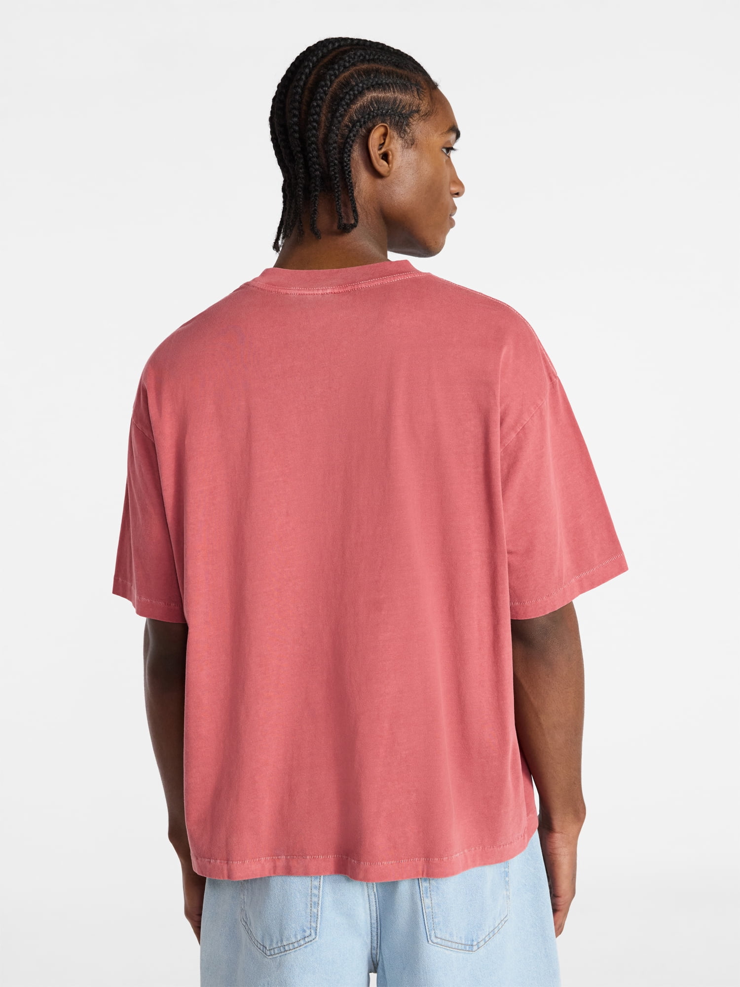 No Boundaries Cotton Oversized Cropped Tee with Short Sleeves, Men's and Big Men's XS-5XL