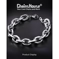 thumbnail image 7 of ChainsHouse Silver Men's Bracelets 12mm Chain Bracelet for Men Stainless Steel Jewelry Birthday Christmas Valentines Fayher's Day Gift for Him Boyfriend Husband Son, 7.5/8.3 Inch, 7 of 7