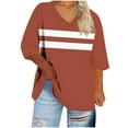 thumbnail image 3 of RongHuan 3/4 Sleeve T-Shirts for Women Plus Size Striped Tops Loose Fit Crew Neck Tshirt Oversize Color Block Shirt, 3 of 5