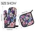 thumbnail image 2 of Yayeee Oven Mitts and Pot Holder Set of 4 Heat Resistant Kitchen Gloves Baking Hot Pad, Pink and Purple Flowers, 2 of 5