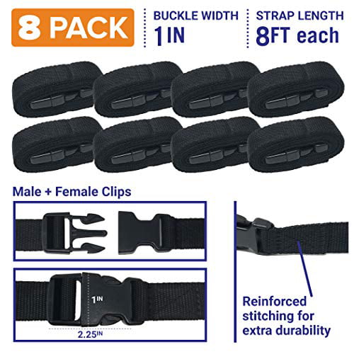 Boat Cover Straps Adjustable Buckle Straps 8 Pack Simple Strap for Securing 1 x 96 