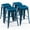 Deep Blue, variant on Red Metal Barstools, 24" High Bar Stools Backless, Indoor-Outdoor Counter Height Stools with Square Seat, Set of 4
