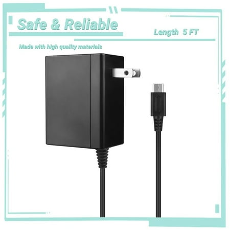Yolmary Charger Compatible with Nintendo Switch,39W AC Adapter with 5FT USB C Cable 15V/2.6A Power Supply Compatible with Nintendo Switch Supports TV Mode and Dock Station (Blcak)