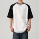 thumbnail image 1 of Blusas y camisas de manga corta y cuello redondo para hombre, blusas casuales de bloque de color con mangas raglán y cuello redondo conciso para hombre., 1 of 5