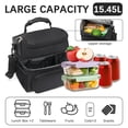 thumbnail image 3 of GYEUKHAM Double Layer Cooler Insulated Lunch Bag Adult Lunch Box Large Tote Bag for Men, Women, With Adjustable Strap,Front Pocket and Dual Large Mesh Side Pockets,Black, 3 of 9
