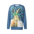 thumbnail image 4 of KOMOO Women Printed Sweatshirts Cartoon Rabbit Print O-Neck Long Sleeve Hoodies Loose Pullover Tops, 4 of 10