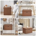 thumbnail image 4 of VECELO 24" Collapsible Srorage Ottoman, Linen Big Storage Bench Footrest Stool, Folding Use for Bedroom Living Room, Brown, 4 of 12