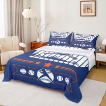 Castle Fairy Sport Baseball Twin Sheet Sets 3pcs for Boys Girls,Ball Gamer Twin Fitted Sheet Microfiber,Abstract Stars Stripes Breathable Flat Sheet,Super Cozy Room Decor