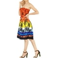 thumbnail image 2 of HAPPY BAY Women's Summer Boho Beach Backless Smocked Mini Flowy Dress Tube Top Strapless Dresses for Women One Size Deep Carrot, Palm Tree View, 2 of 3