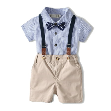 

Nokpsedcb Toddler Kids Baby Boy Summer Suit Bowtie Gentleman Romper Shorts Outfit Blue 6-9 Months
