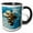 Black/White, variant on 3drose, Image of a Bee on a Blue Background, 15oz Mug