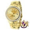 thumbnail image 2 of Mens Full Solid stainless Steel Solitaire 18K Yellow Gold Finish Simulated Diamond 41mm Watch, 2 of 6