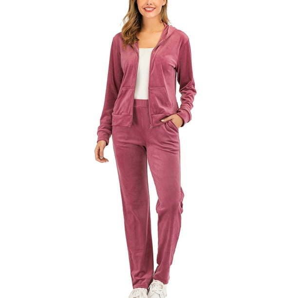 AmeriMark Womens Velour Pantset with Rhinstone Zip Jacket and Lounge Pants