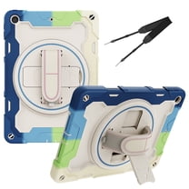 XYX 3in1 Rotating Stand Case for iPad 9th 8th 7th Gen 10.2 inch 2021 2020 2019 with Hand/Shoulder Strap, Shockproof Rugged, Colorful Blue