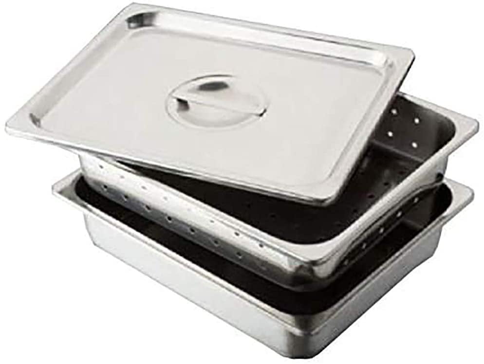 Lab Trays Industrial Stainless Steel Instrument Tray Organizer Holder with Lid & Handle Grip